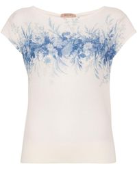Twin Set - Floral-print Ribbed Top - Lyst