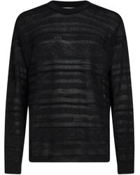 Laneus - Striped-Knitted Sweater - Lyst