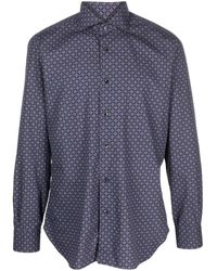 Barba Napoli - Geometric-pattern Print Cotton Shirt - Lyst