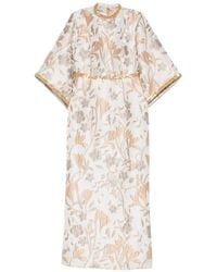 Baruni - Abito Lungo Mira A Fiori Jacquard - Lyst
