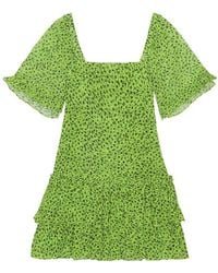 Ganni - Floral Ruffled Mini Dress - Lyst