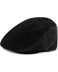 Dolce & Gabbana - Stretch Velvet Flat Cap With Logo Tag - Lyst