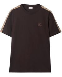 Burberry - Check-Trimmed Cotton T-Shirt - Lyst