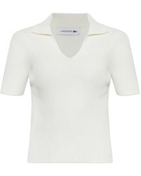 Lacoste - Ribbed-Knit V-Neck T-Shirt - Lyst
