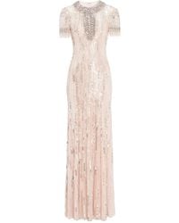 Jenny Packham - Nova Sequin-Embellished Keyhole-Neck Maxi Dress - Lyst