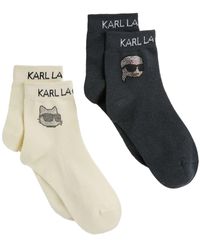 Karl Lagerfeld - Crystal-embellished Fine-knit Socks (pack Of Two) - Lyst