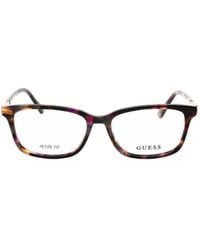GUESS EYEWEAR - Tortoiseshell-Effect Rectangle-Frame Glasses - Lyst