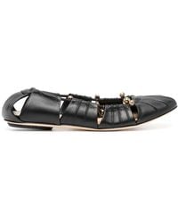 Chloé - Luna Cut-Out Embellished Gathered Leather Ballet Flats - Lyst