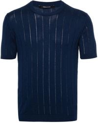 Tagliatore - Ribbed-knit Cotton T-shirt - Lyst