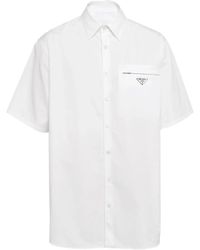Prada - Overhemd Met Triangel Logo En Korte Mouwen - Lyst