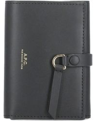 A.P.C. - Leren Portemonnee Met Drukknoop - Lyst