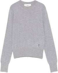 Ami Paris - Trui Van Wol-Zijdeblend Met Ronde Hals - Lyst