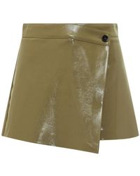 MSGM - Jupe-Short Asymétrique En Cuir Verni - Lyst