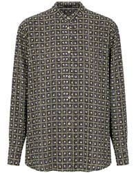 Aspesi - Geometric-Print Band-Collar Shirt - Lyst