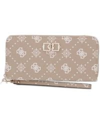 Guess - Emelie Monogram-Print Logo-Plaque Wallet - Lyst
