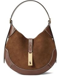Polo Ralph Lauren - Polo Id Suede Leather Small Shoulder Bag - Lyst