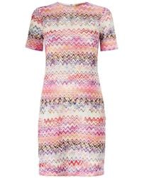 Missoni - Zigzag-Knit Short-Sleeve Dress - Lyst
