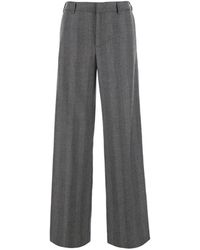 PT Torino - Herringbone-Pattern Wide-Leg Trousers - Lyst