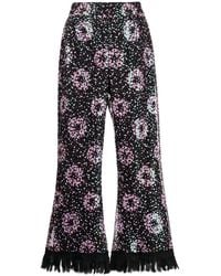 Anna Sui - Cropped Sequin-Embellished Trousers - Lyst
