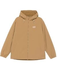 EA7 - Logo-Patch Hooded Jacket - Lyst