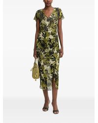 ARMANI EXCHANGE - Leaf-Print Cut-Out Midi Dress - Lyst