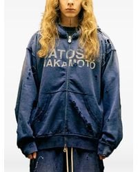 Satoshi Nakamoto - Logo-Print Distressed-Effect Hoodie - Lyst