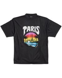 Balenciaga - Paris Tropical-print Cotton T-shirt - Lyst