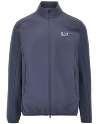 EA7 - Logo-Print Zip-Up Sweatshirt - Lyst