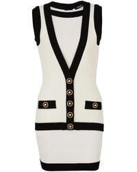 Balmain - Robe Courte Blanc Cassé Et Noir À Empiècement Superposé De Style Gilet - Lyst