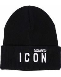 DSquared² - Embroidered-logo Ribbed-knit Scarf - Lyst