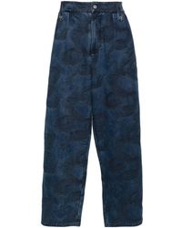 Feng Chen Wang - Dragon-jacquard Wide-leg Jeans - Lyst