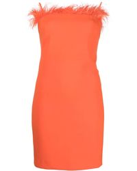 Patrizia Pepe - Robe-Bustier Bordée De Plumes À Coupe Courte - Lyst