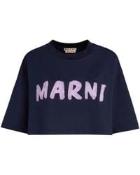 Marni - Cropped T-shirt With Print - Lyst