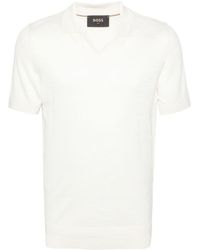 BOSS - Knitted Silk Polo Shirt - Lyst