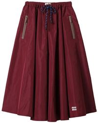 Miu Miu - Drawstring-Waistband Midi Skirt - Lyst