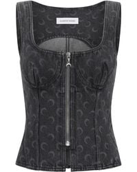 Marine Serre - Moon Denim Bustier Top - Lyst