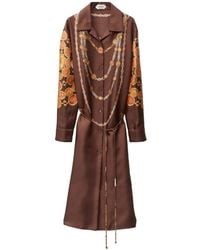 Versace - Printed Silk Twill Mini Shirt Dress - Lyst