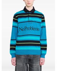 No Problemo - Striped Long-Sleeve Polo Shirt - Lyst
