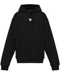 Balmain - Logo-Embroidered Drawstring Hoodie - Lyst