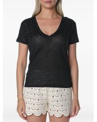 MC2 Saint Barth - Linen Eloise T-Shirt With Embroidered Logo - Lyst