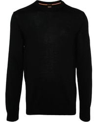 BOSS - Logo-Embroidered Virgin Wool Blend Jumper - Lyst