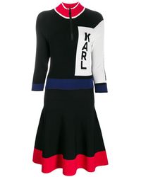 Karl Lagerfeld Jurk Met Colourblocking - Zwart