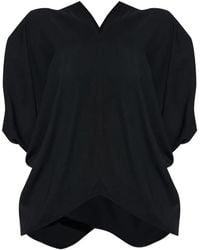 MM6 by Maison Margiela - Draped V-Neck Blouse - Lyst