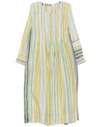 Injiri - Striped Pleated-Detail Midi Dress - Lyst