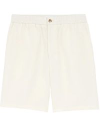 Ami Paris - Blended-Linen Elasticated Waist Ami De Coeur Shorts - Lyst
