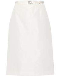 Prada - Logo-buckle Straight Faille Skirt - Lyst