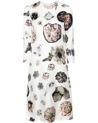 Marni - Vestido de seda con estampado floral estilo collage - Lyst