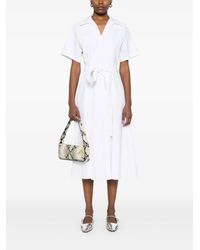 Theory Good Linen Short-Sleeve Button-Front Midi Shirt Dress in Natural |  Lyst