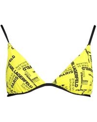KARL LAGERFELD - Logo-Print Triangle Bikini Top - Lyst