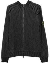 Stone Island - Cardigan En Maille Côtelée À Zip - Lyst